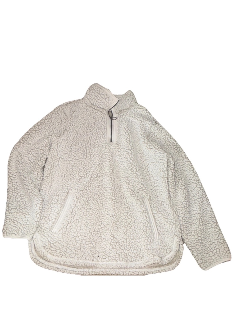 Cozy White Sherpa Quarter-Zip Pullover Sweater